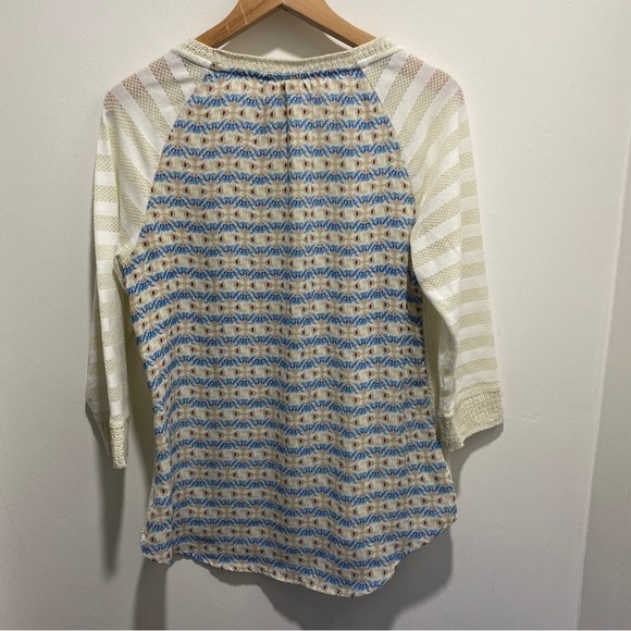 Anthropologie One September MILLA Pullover Sweater Size Medium Cream Blue 🌟 - Picture 7 of 7